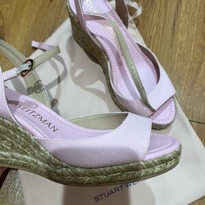 Stuart Weitzman Women's Pink Espadrille Wedges